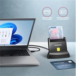 Axagon CRE-SM4NC univerzális asztali Smart / ID kártya olvasó hosszú USB-C kábellel