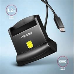 Axagon CRE-SM4NC univerzális asztali Smart / ID kártya olvasó hosszú USB-C kábellel