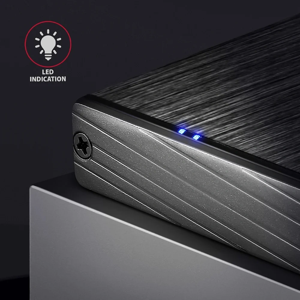 Axagon EE25-XA6 USB 3.0 fekete külső alumínium HDD/SSD ház
