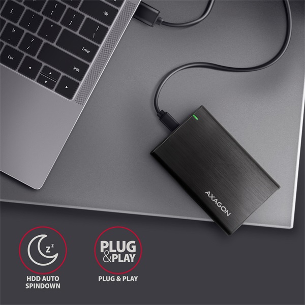 Axagon EE25-A6C USB 3.2 fekete csavar nélküli külső alumínium 2,5" HDD/SSD ház