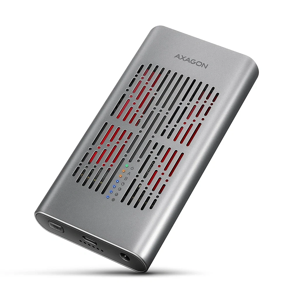 Axagon EEM2-20GD USB-C 20Gbps Dual M.2 NVMe SSD CLONE MASTER Enclosure külső USB-C 20Gbps fém SSD ház