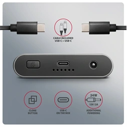 Axagon EEM2-20GD USB-C 20Gbps Dual M.2 NVMe SSD CLONE MASTER Enclosure külső USB-C 20Gbps fém SSD ház