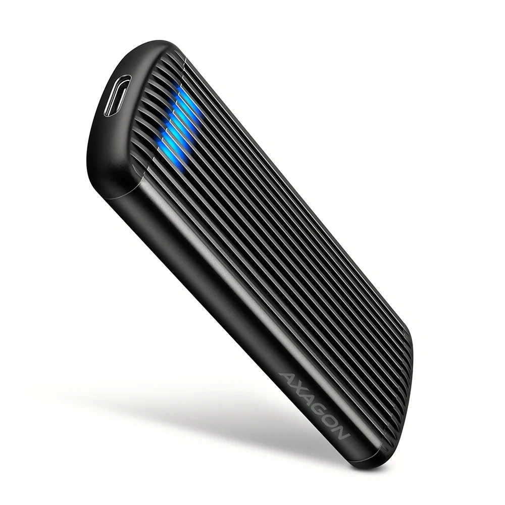 Axagon EEM2-SC USB-C 10Gbps - M.2 NVMe SSD RIBBED Box külső USB-C 10Gbps fém ház