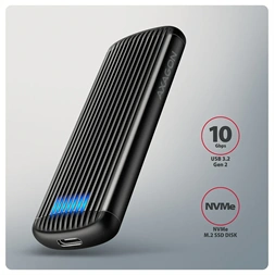 Axagon EEM2-SC USB-C 10Gbps - M.2 NVMe SSD RIBBED Box külső USB-C 10Gbps fém ház