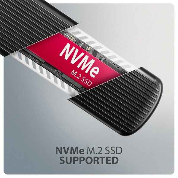 Axagon EEM2-SC USB-C 10Gbps - M.2 NVMe SSD RIBBED Box külső USB-C 10Gbps fém ház