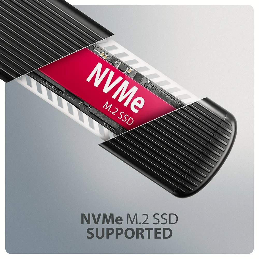 Axagon EEM2-SC USB-C 10Gbps - M.2 NVMe SSD RIBBED Box külső USB-C 10Gbps fém ház