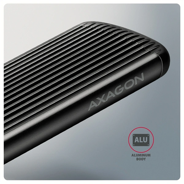 Axagon EEM2-SC USB-C 10Gbps - M.2 NVMe SSD RIBBED Box külső USB-C 10Gbps fém ház
