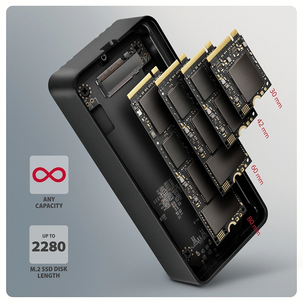 Axagon EEM2-40G M.2 NVMe SSD-hez USB-C 40Gbps külső ház