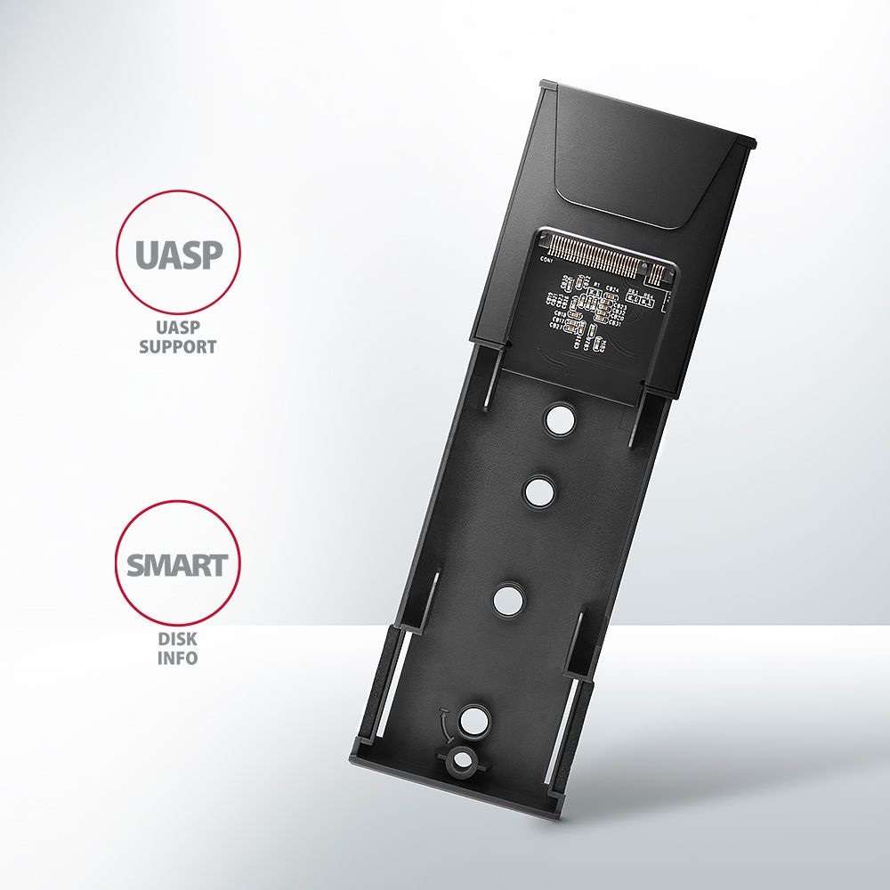 Axagon EEM2-GTS2 USB-C 3.2 Gen 2 M.2 NVMe/SATA szürke csavar nélküli külső SSD ház