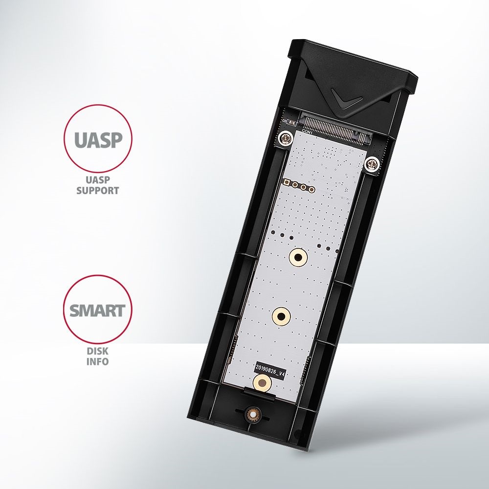 Axagon EEM2-UB2 USB-C 3.2 Gen 2 M.2 NVMe fekete csavar nélküli külső SSD ház