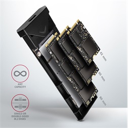 Axagon EEM2-UB2 USB-C 3.2 Gen 2 M.2 NVMe fekete csavar nélküli külső SSD ház