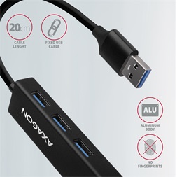 Axagon HMA-GL3A 3 portos USB3.2. Gen 2 fekete HUB Gigabit LAN porttal