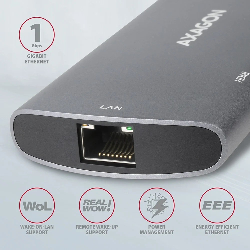 Axagon HMC-6M2 SUPERSPEED USB-C COMBO ezüst-fekete  6in1 hub