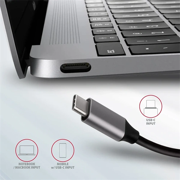 Axagon HMC-6M2 SUPERSPEED USB-C COMBO ezüst-fekete  6in1 hub