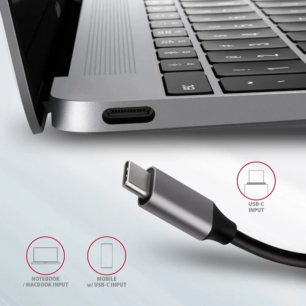 Axagon HMC-6M2 SUPERSPEED USB-C COMBO ezüst-fekete  6in1 hub