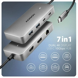 Axagon HMC-CUB83X2 USB-C 10Gbps DUAL 4K DISPLAY 7in1 hub