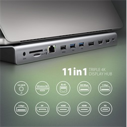 Axagon HMC-4KX3 11in1 ezüst Type C USB HUB