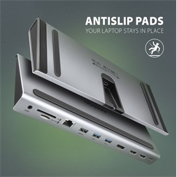 Axagon HMC-4KX3 11in1 ezüst Type C USB HUB