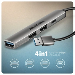 Axagon HUE-STA ALU STRIP USB-A 4 port hub