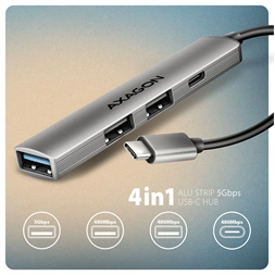Axagon HUE-STC ALU STRIP USB-C 4 port hub