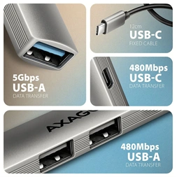 Axagon HUE-STC ALU STRIP USB-C 4 port hub