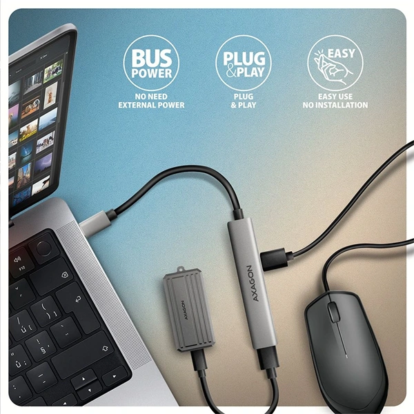Axagon HUE-STC ALU STRIP USB-C 4 port hub