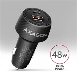 Axagon PWC-PQ48 PD3.0 & QC4+ 2× OUTPUTS 48W két kimenettel (USB-A + USB-C) autós töltő