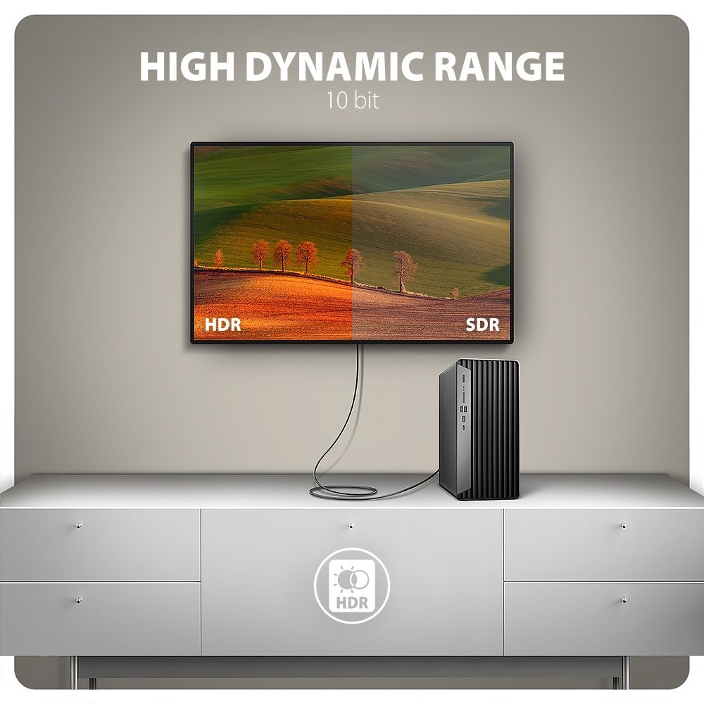 Axagon RVD-HI20C2 1,8m 4K/60Hz DisplayPort - HDMI 2.0 kábel