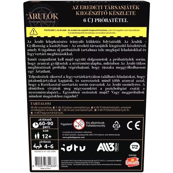 Az Árulók-Gyilkosság a kastélyban társasjáték kiegészítő szett