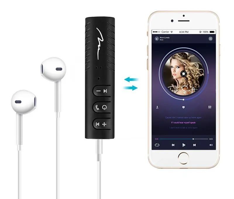 Media-Tech MT3588 hordozható fekete Bluetooth vevő