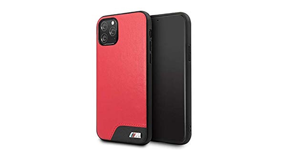 BMW iPhone 11 Pro sima piros kemény műbőrtok