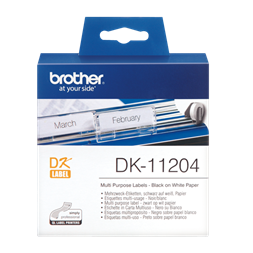 Brother DK-11204 fehér/fekete 400 db elővágott etikett címke