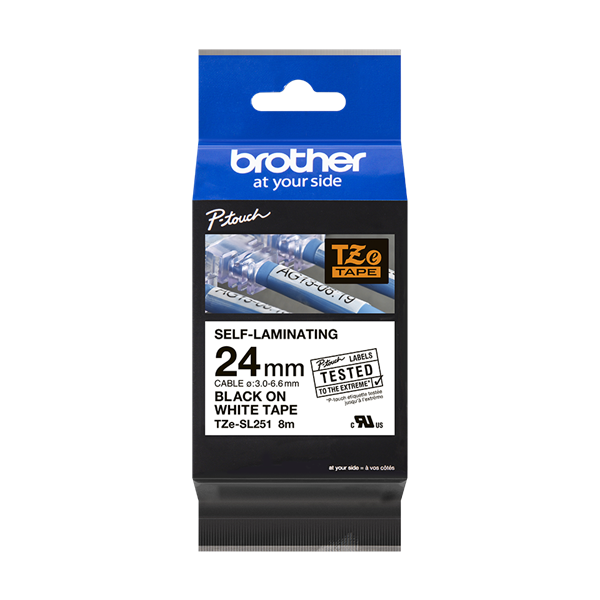 BROTHER szalag TZE-SL251, Fehér alapon Fekete, önlamináló, 24mm , 8 méter