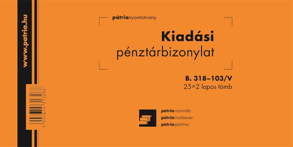 B.318-103/V 25x2lapos "Kiadási pénztárbizonylat" nyomtatvány