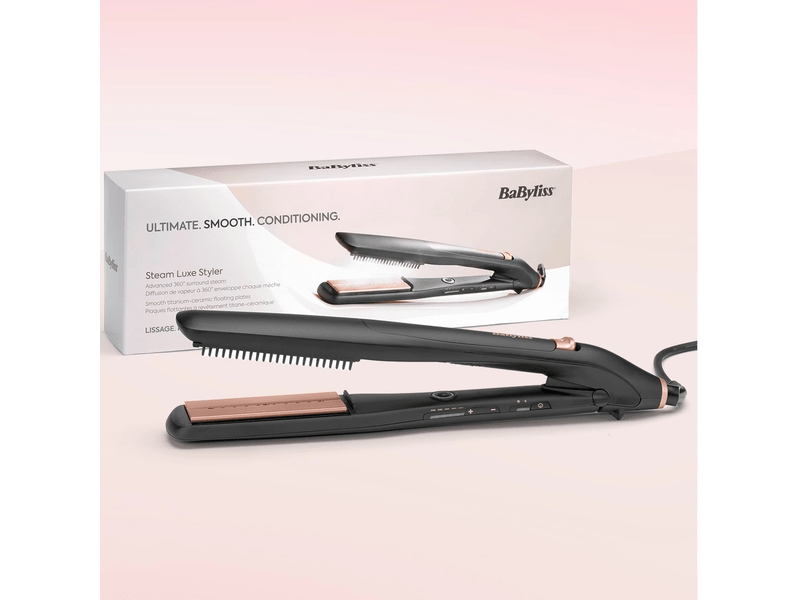 BaByliss ST596E Steam Lux Styler titánium-kerámialapos fekete-rose gold hajsimító