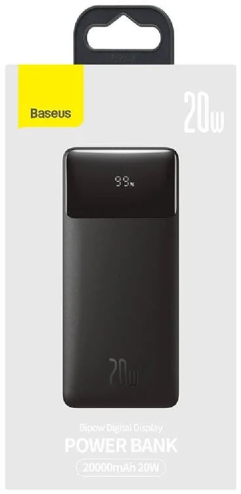 Baseus Bipow 20000mAh digitális kijelzős fekete power bank