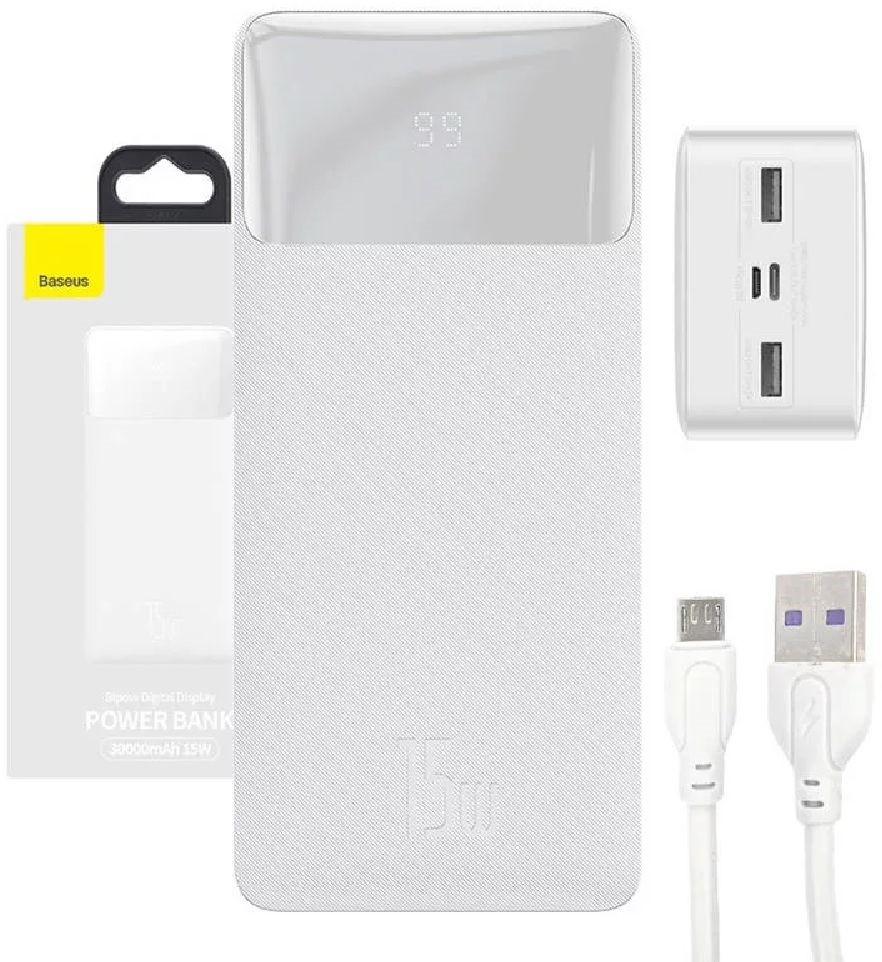 Baseus Bipow 30000mAh fehér powerbank