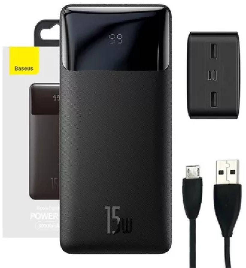 Baseus Bipow PPBD050201 30000mAh LCD Quick Charge PD 15W fekete power bank