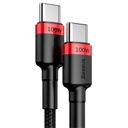Baseus CATKLF-AL91 Cafule 2m QC 3.0 100W USB C piros-fekete adat- és töltőkábel