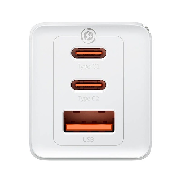 Baseus CCGP120202 GaN5 Pro 65W 2xUSB C/USB fehér töltő