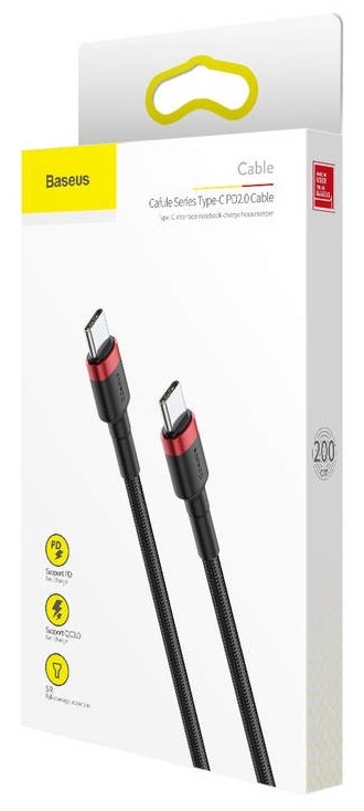 Baseus Cafule Type-C/Type-C PD2.0 60W 20V 3A QC3.0 2m fekete-piros töltő és adatkábel