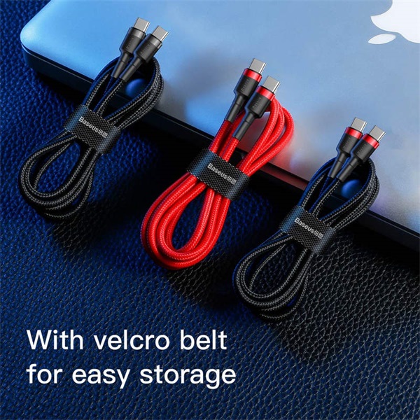 Baseus Cafule Type-C/Type-C PD2.0 60W 20V 3A QC3.0 2m piros töltő és adatkábel