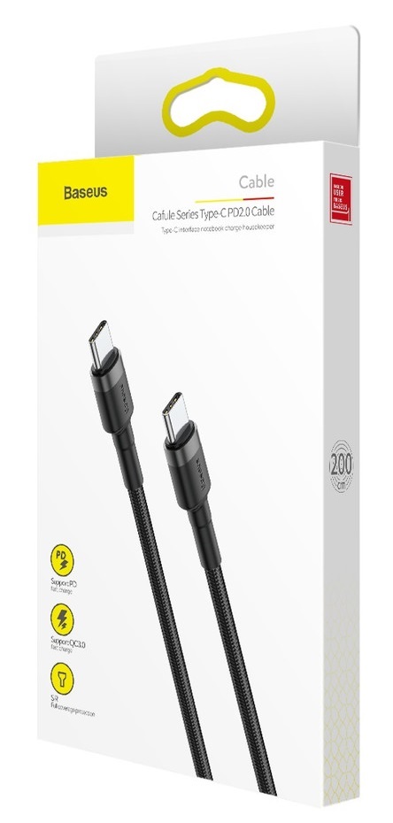 Baseus CATKLF-HG1 Cafule 2m Type-C fekete-szürke adat és töltőkábel