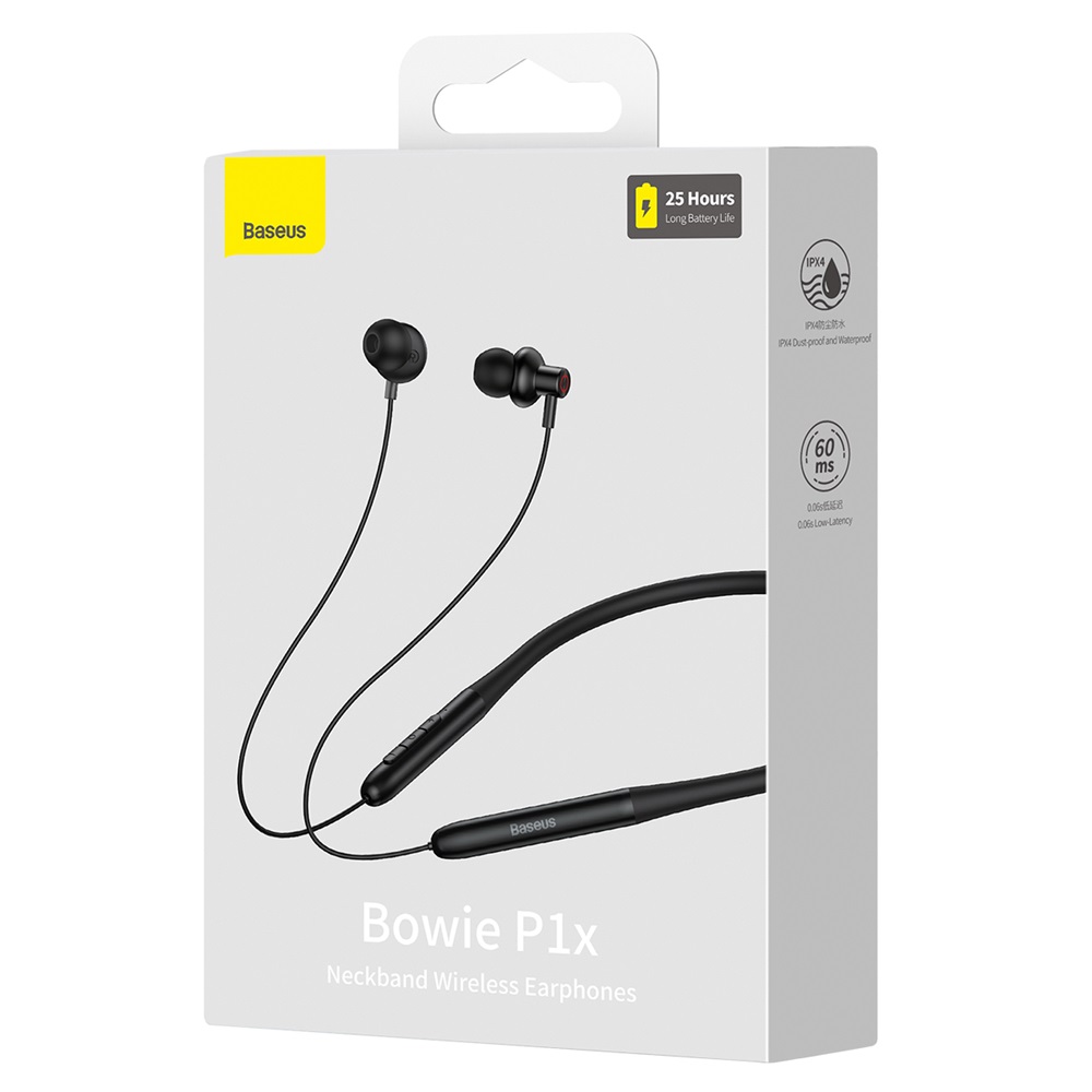Baseus NGPB010001 Bowie P1x In-ear Neckband vezeték nélküli Bluetooth fekete fülhallgató