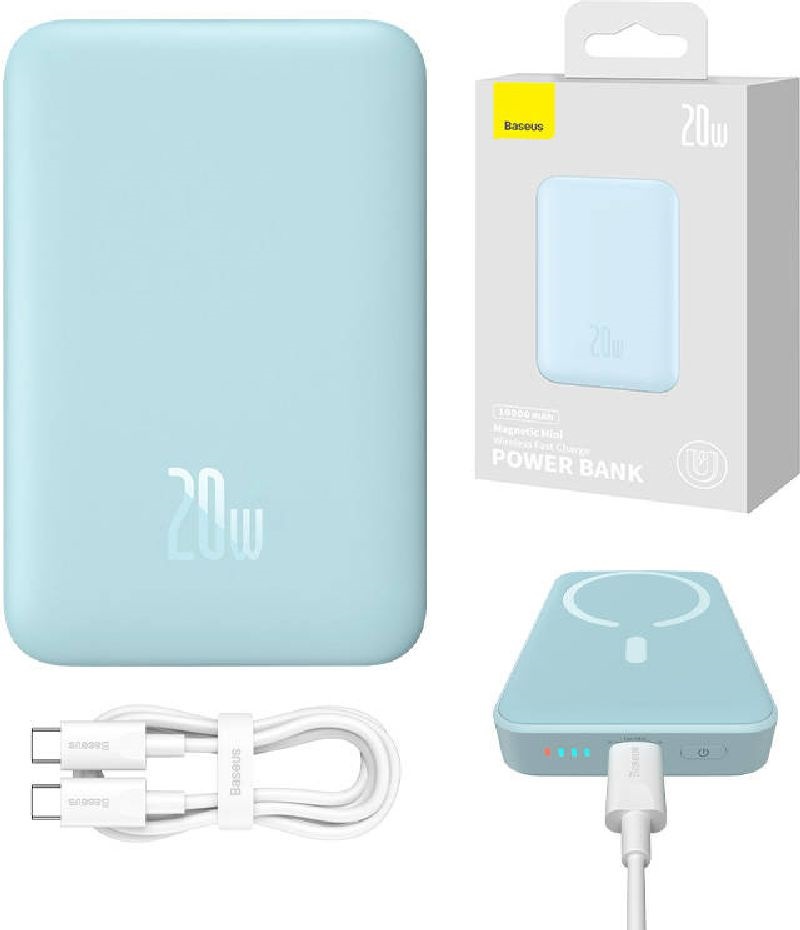 Baseus P10059001313-00 Mini Air 10000mAh 20W mágneses kék power bank