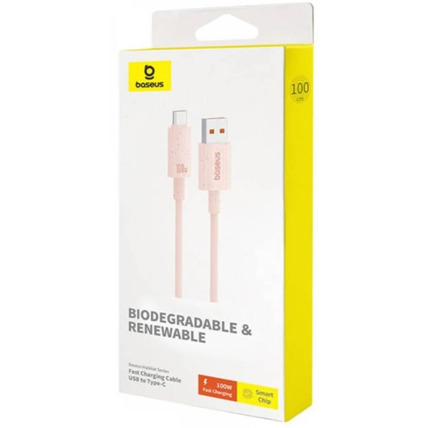 Baseus P10360203421-00 Habitat Series 1m USB - Type-C 100W rózsaszín gyorstöltő kábel