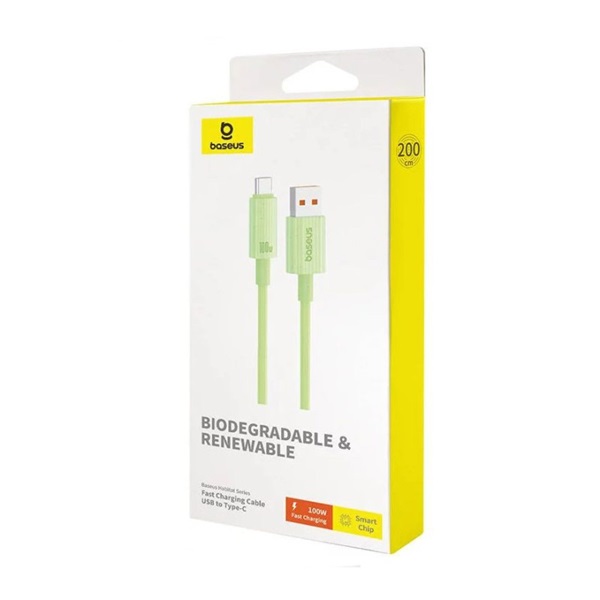 Baseus P10360203631-01 Habitat Series 2m USB - Type-C 100W zöld gyorstöltő kábel
