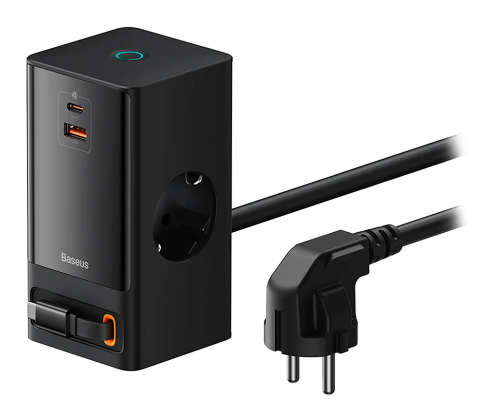 Baseus PSLR000301 PowerCombo 65W fekete hálózati töltő és elosztó