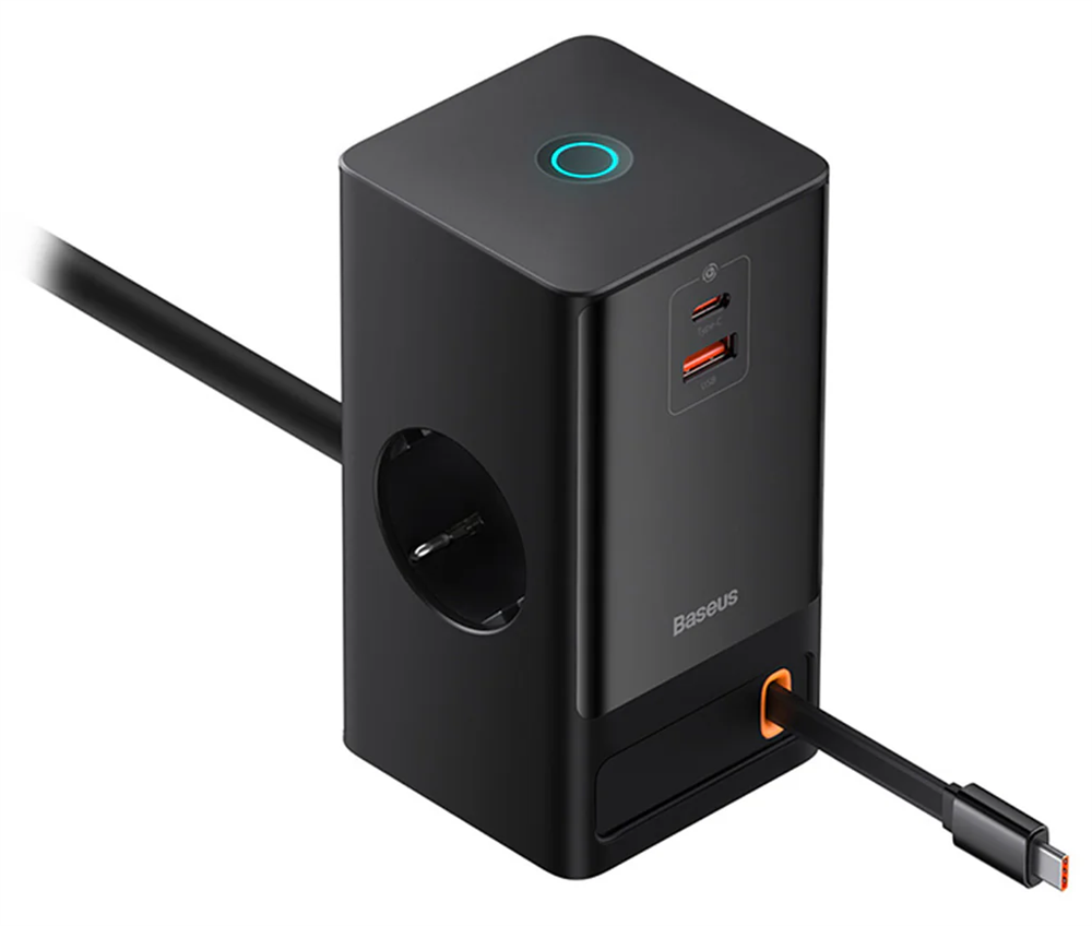 Baseus PSLR000301 PowerCombo 65W fekete hálózati töltő és elosztó