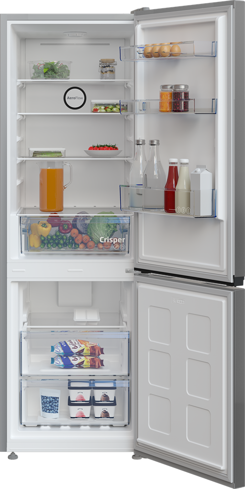 Beko B1RCNA344S ezüst, alulfagyasztós, Hűtő:209L, Fagyasztó:92L, No frost hűtőszekrény